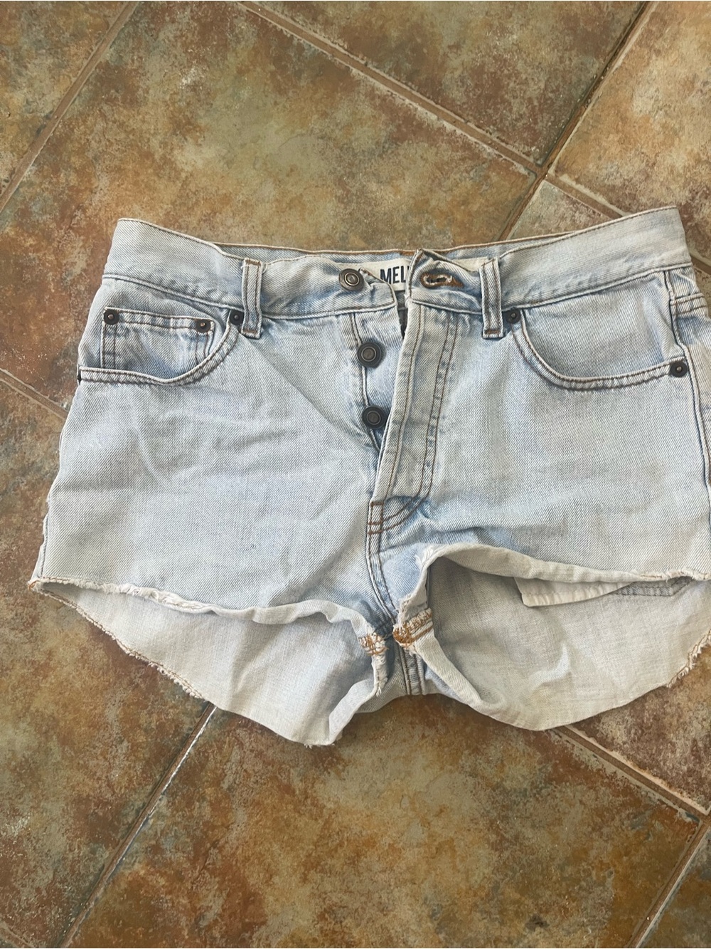 Brandy Melville Light Blue Button-Fly Denim Cutoff Shorts